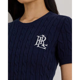 Lauren Ralph Lauren Cable-Knit Cotton Short-Sleeve Jumper In Refined Navy