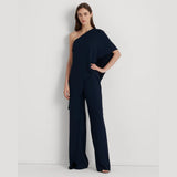 Lauren Ralph Lauren Cape Georgette One-Shoulder Jumpsuit In Lighthouse Navy