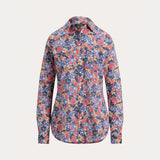 Lauren Ralph Lauren Classic Fit Floral Cotton Voile Shirt in Cream/Red/Blue