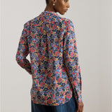 Lauren Ralph Lauren Classic Fit Floral Cotton Voile Shirt in Cream/Red/Blue