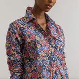 Lauren Ralph Lauren Classic Fit Floral Cotton Voile Shirt in Cream/Red/Blue