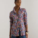 Lauren Ralph Lauren Classic Fit Floral Cotton Voile Shirt in Cream/Red/Blue