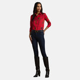 Lauren Ralph Lauren Classic Fit Print Satin Charmeuse Shirt In Red Multi