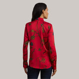 Lauren Ralph Lauren Classic Fit Print Satin Charmeuse Shirt In Red Multi
