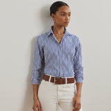Lauren Ralph Lauren Classic Fit Striped Broadcloth Shirt In Lapis Blue / White