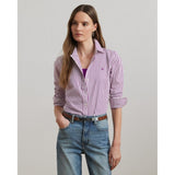 Lauren Ralph Lauren Classic Fit Striped Broadcloth Shirt In Purple Stripe