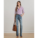 Lauren Ralph Lauren Classic Fit Striped Broadcloth Shirt In Purple Stripe