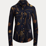 Lauren Ralph Lauren Corwin Long Sleeve Cardigan in Navy/Multi