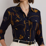 Lauren Ralph Lauren Corwin Long Sleeve Cardigan in Navy/Multi