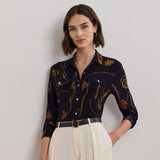 Lauren Ralph Lauren Corwin Long Sleeve Cardigan in Navy/Multi