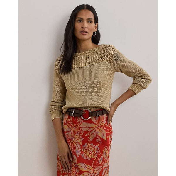 Lauren Ralph Lauren Cotton-Blend Boatneck Jumper In Birch Tan