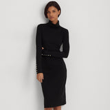 Lauren Ralph Lauren Cotton-Blend Roll-Neck Dress in Black