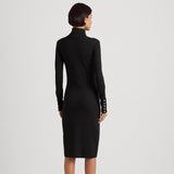 Lauren Ralph Lauren Cotton-Blend Roll-Neck Dress in Black