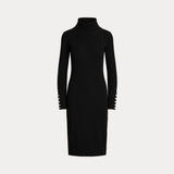 Lauren Ralph Lauren Cotton-Blend Roll-Neck Dress in Black