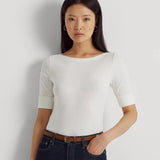 Lauren Ralph Lauren Cotton Boatneck Top white