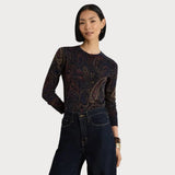 Lauren Ralph Lauren Cotton-Modal Paisley Jumper In Navy