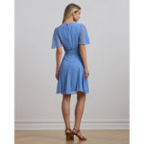 Lauren Ralph Lauren Crinkle Georgette Surplice Dress In Sky Blue
