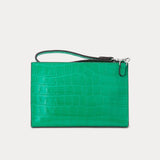 Lauren Ralph Lauren Crocodile-Embossed Leather Small Pouch Palm Leaf