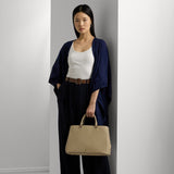 Lauren Ralph Lauren Crosshatch Leather Large Hanna Satchel In Birch Tan