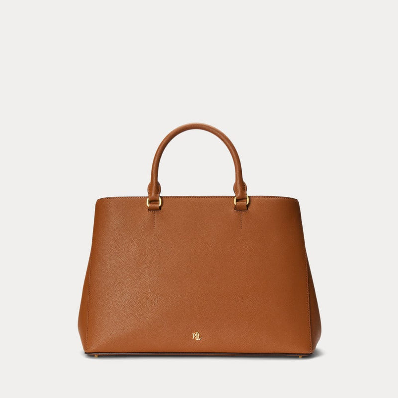 Lauren Ralph Lauren Crosshatch Leather Large Hanna Satchel Tan
