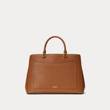 Lauren Ralph Lauren Crosshatch Leather Large Hanna Satchel Tan
