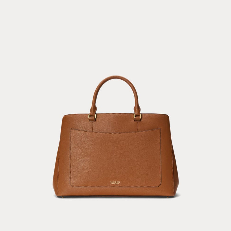 Lauren Ralph Lauren Crosshatch Leather Large Hanna Satchel Tan