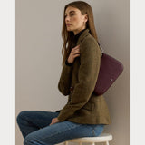 Lauren Ralph Lauren Crosshatch Leather Medium Danni Bag in Dark Garnet