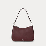 Lauren Ralph Lauren Crosshatch Leather Medium Danni Bag in Dark Garnet