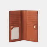 Lauren Ralph Lauren Crosshatch Leather Slim Wallet In Tan