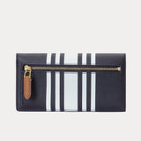Lauren Ralph Lauren Crosshatch Leather Slim Wallet Navy Vanilla Stripe