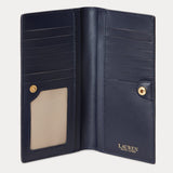 Lauren Ralph Lauren Crosshatch Leather Slim Wallet Navy Vanilla Stripe