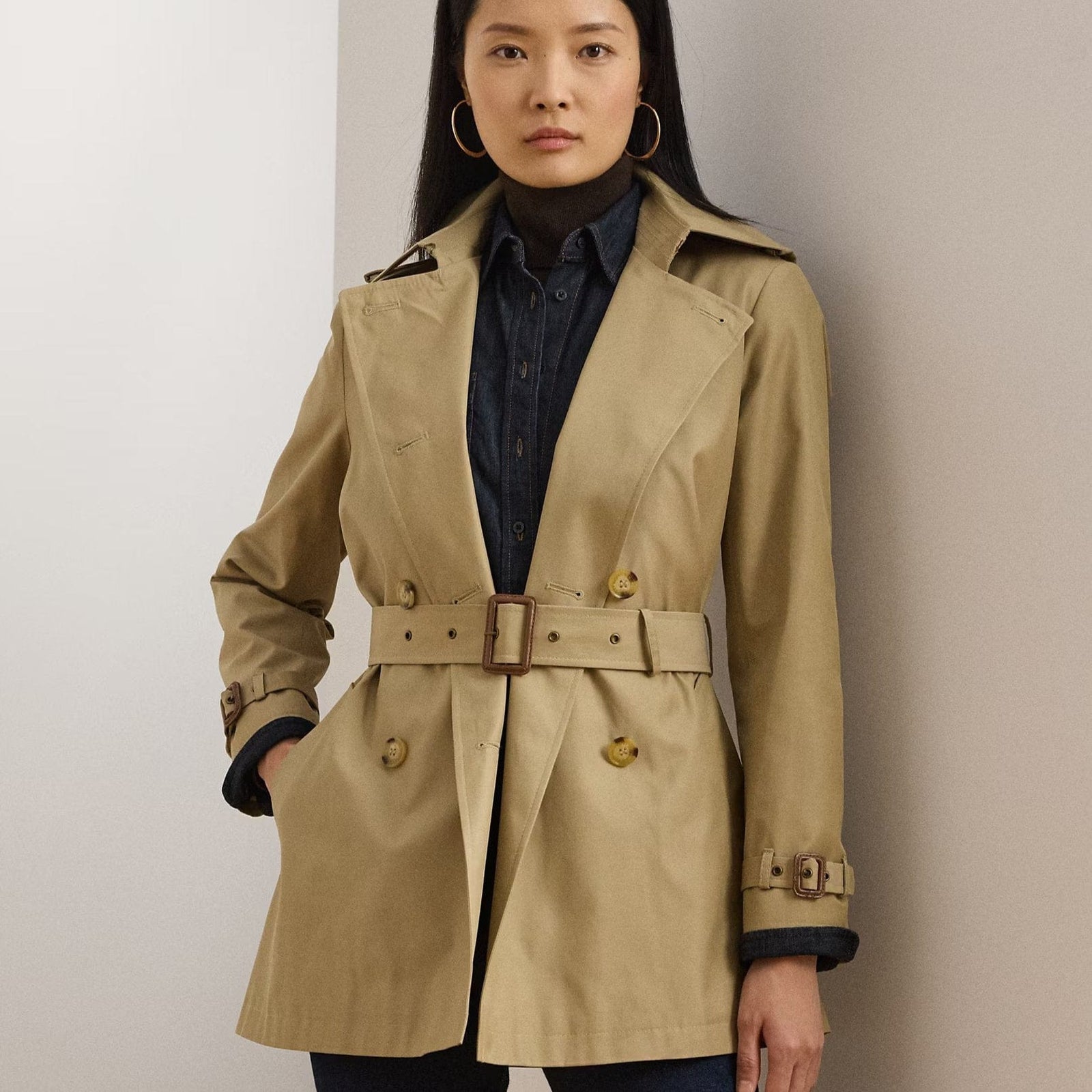 Lauren Ralph Lauren Double-Breasted Cotton-Blend Trench Coat