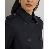 Lauren Ralph Lauren Double-Breasted Cotton-Blend Trench Coatt in Dark Navy