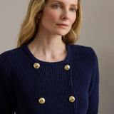 Lauren Ralph Lauren Double-Breasted Cotton Jumper Jacket in Navy