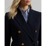 Lauren Ralph Lauren Double-Breasted Wool Crepe Blazer In Navy