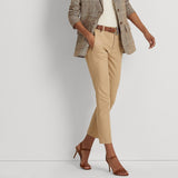 Lauren Ralph Lauren Double-Faced Stretch Cotton Trouser in Tan