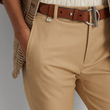 Lauren Ralph Lauren Double-Faced Stretch Cotton Trouser in Tan