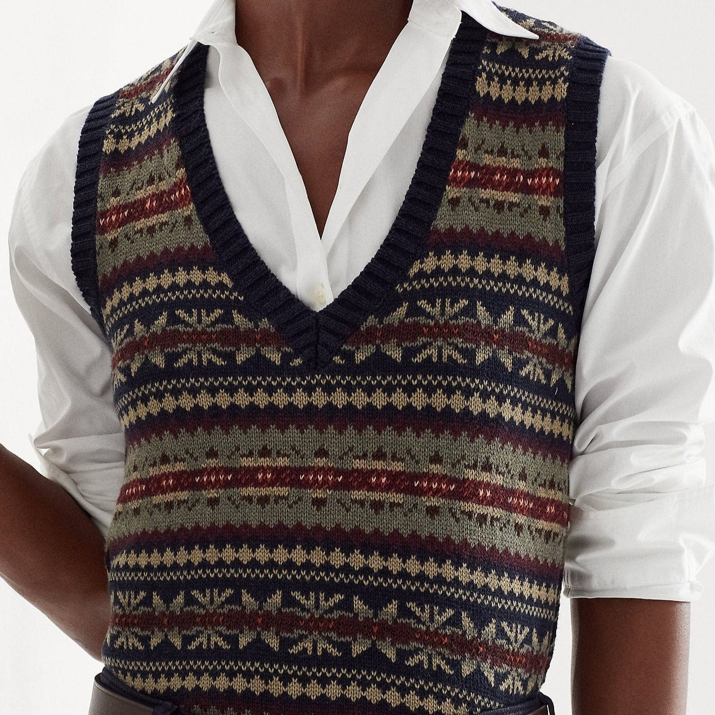 〓POLO RALPH LAUREN〓fair isle V-neck VEST Fair Isle Cotton-Cashmere Sweater Vest