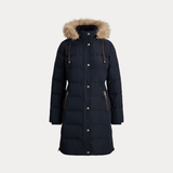 Lauren Ralph Lauren Faux-Fur-Trim Hooded Down Coat in Dark Navy