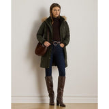 Lauren Ralph Lauren Faux-fur-trim Hooded Down Coat In Litchfield Loden