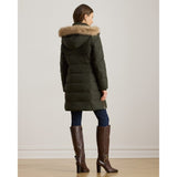 Lauren Ralph Lauren Faux-fur-trim Hooded Down Coat In Litchfield Loden