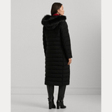 Lauren Ralph Lauren Faux Fur Trim Quilted Hooded Coat Black