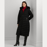 Lauren Ralph Lauren Faux Fur Trim Quilted Hooded Coat Black