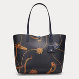 Lauren Ralph Lauren Faux-Leather Large Reversible Tote Bag In Refined Navy