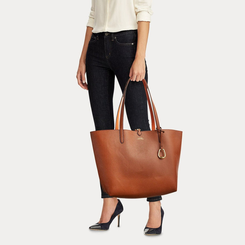 Lauren Ralph Lauren Faux-Leather Reversible Tote in Tan / Orange – Elys  Wimbledon