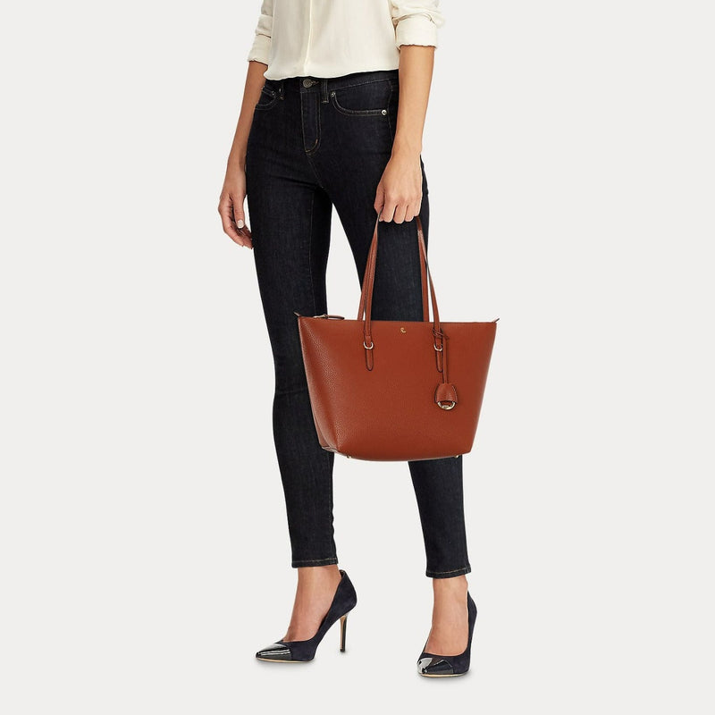 Lauren Ralph Lauren Faux Leather Small Tote in Tan