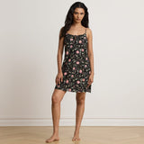 Lauren Ralph Lauren Floral Cotton-Blend Lawn Chemise In Black