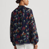 Lauren Ralph Lauren Floral Crinkle Georgette Blouse