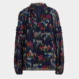 Lauren Ralph Lauren Floral Crinkle Georgette Blouse