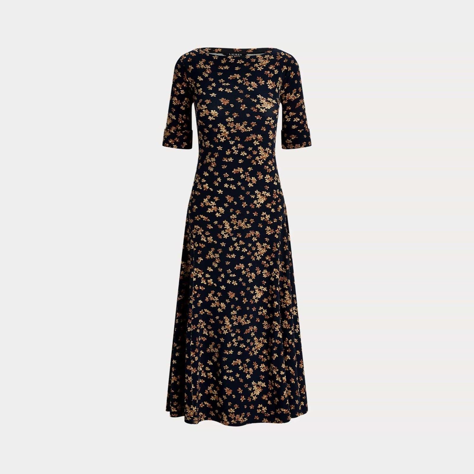 ralph lauren floral stretch cotton midi dress Lauren Ralph Lauren Floral Stretch Cotton Midi Dress In Navy Multi